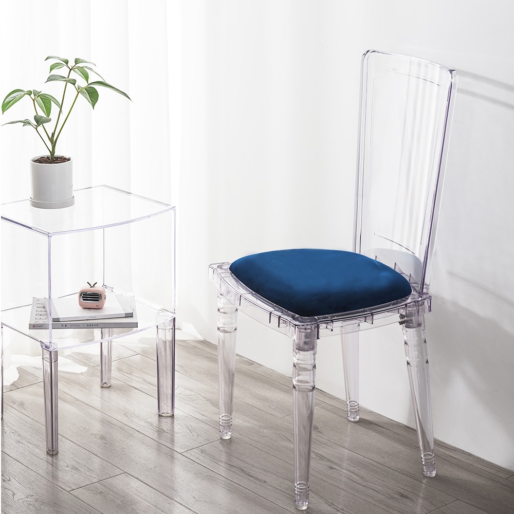퀸슬리 투명 플라스틱 인조가죽 벨벳 유럽풍 인테리어 디자인 화장대 의자