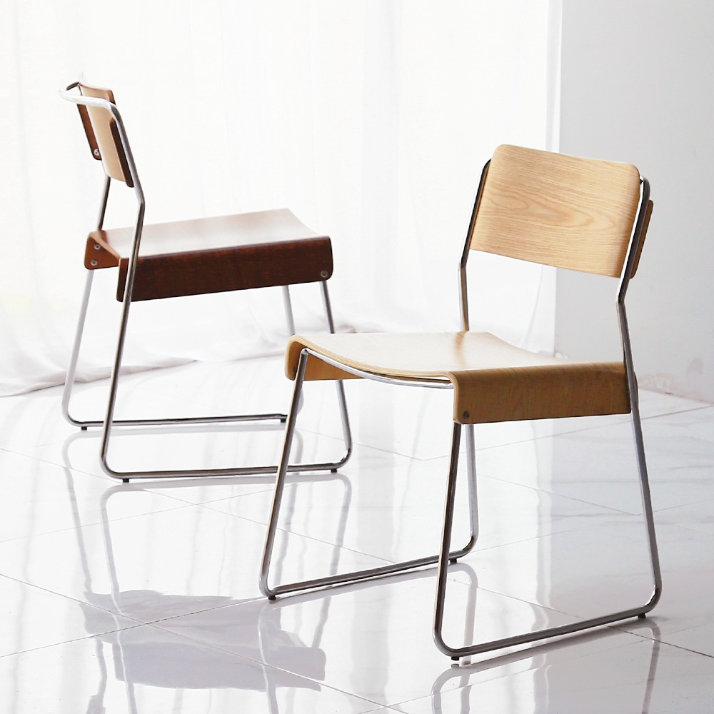 영가구[B급상품]스터디 원목 카페의자 슬레드체어 인테리어 디자인 의자
