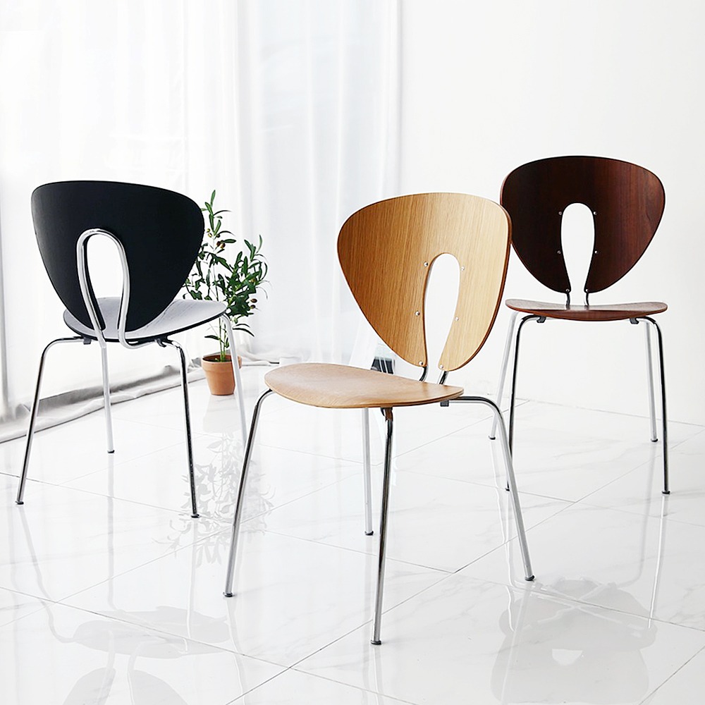 영가구오레아 미드센추리 모던 디자인 원목 철제 카페 의자