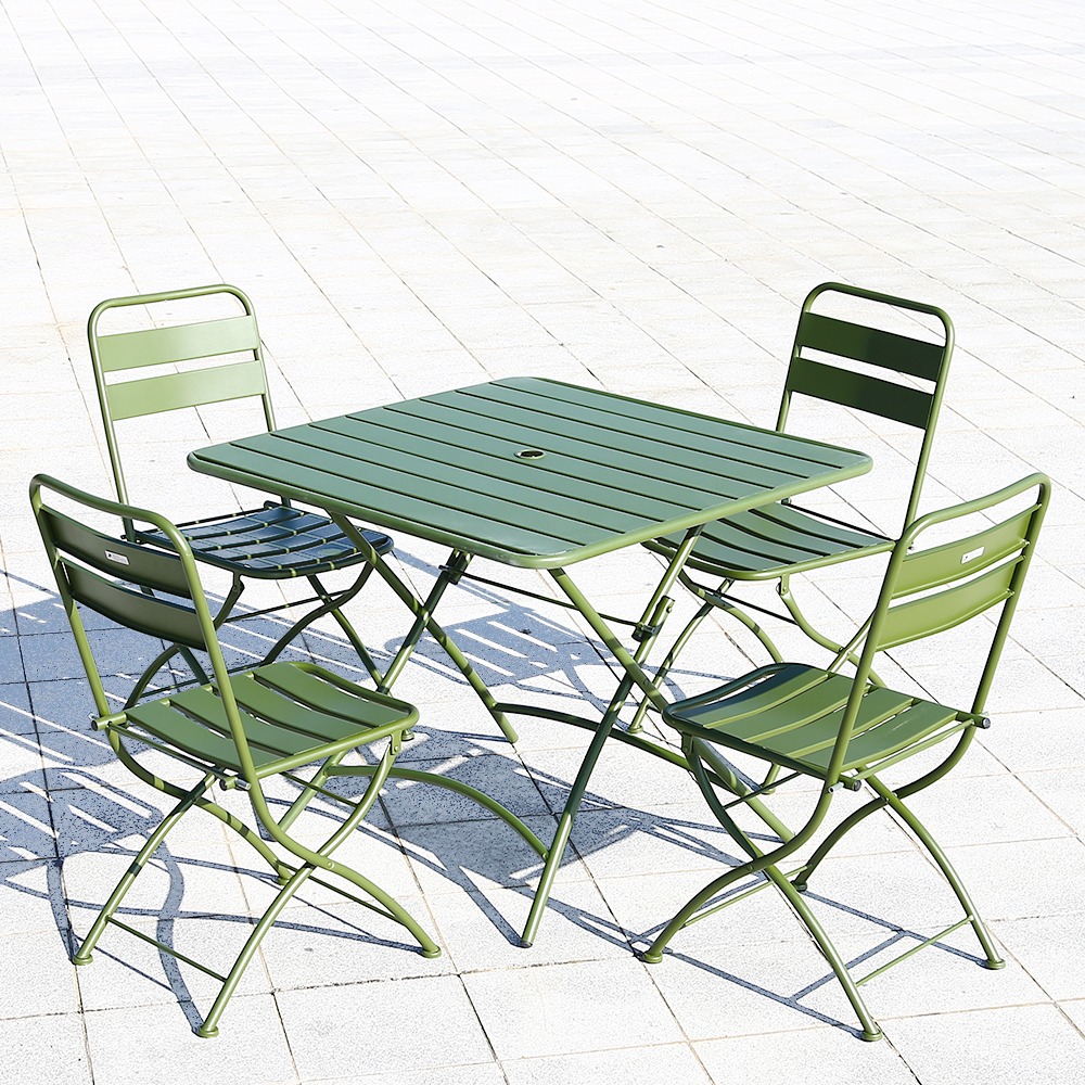 영가구바젤 접이식 카페 야외테이블 세트 야외용 정원 테라스 철제 정사각 테이블 4인