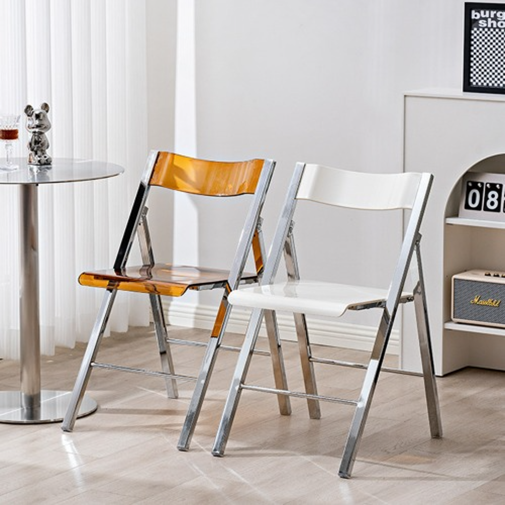 영가구[B급상품] 베가 벡스 미드센추리 모던 접이식 디자인 투명 카페 의자