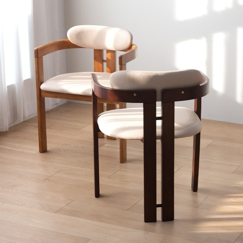 영가구[B급상품] 로비아 편한 고무나무 원목 가죽 패브릭 인테리어 식탁 의자